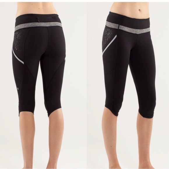 Lululemon Run A Marathon Crop in Black/Gray size 6 - Picture 1 of 11